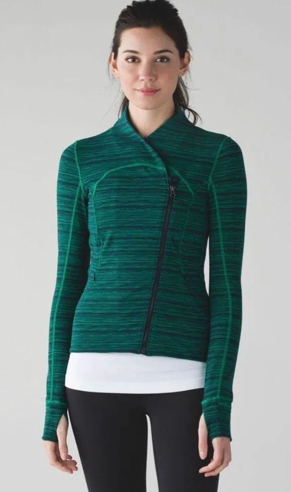 Lululemon Precision Green Cyber Jungle Blue Front Zip Jacket Size 8 - Image 3