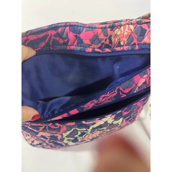 Vera Bradley‎ Crossbody Bag Quilted Floral Zipper Pockets Boho Navy Pink 11x11" - Image 5