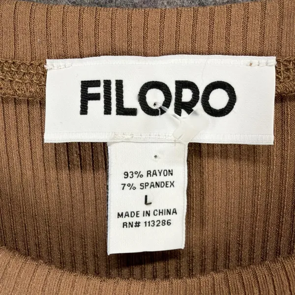 Filoro Ribbed Knit Lounge Set Women L Brown 2 Pc Top Shorts Cozycore Casual Chic - Image 13