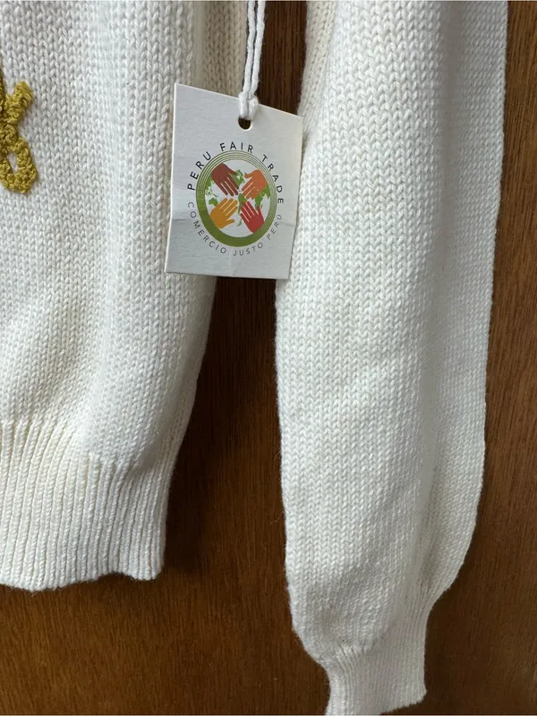 Lingua Franca Whoopsie Daisy Knit Pullover Crewneck Sweater Beige Small READ - Image 9