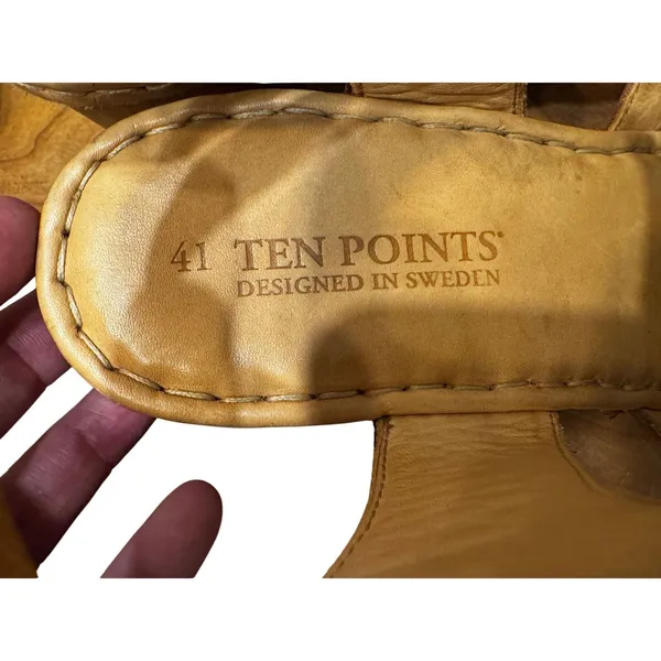 Ten Points Platform Sandal Clogs Tan Leather Ankle Strap, Size 41/US 10 - Image 6