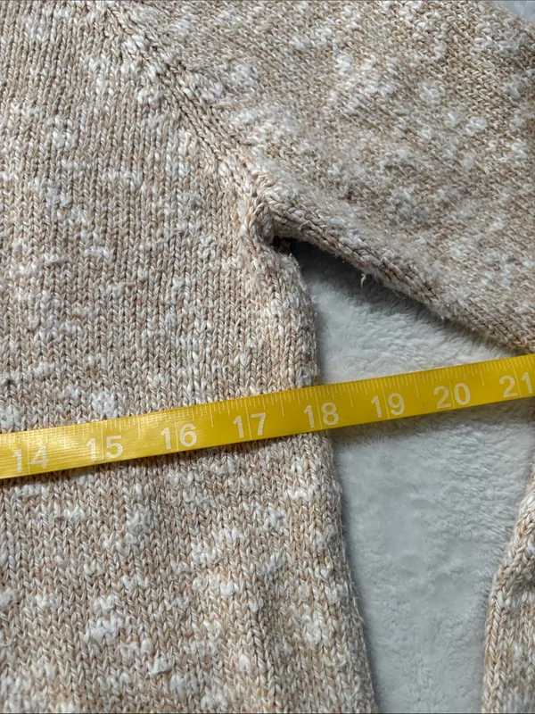L.L. Bean women's medium Cream Beige Marled Turtleneck Sweater knit cotton - Image 4