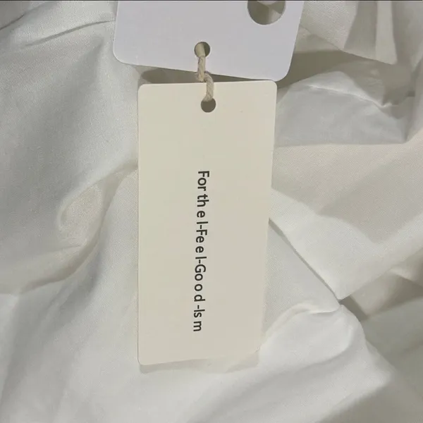 Commense White Sleeveless puffball Dress with Tie Details NWT - Image 5