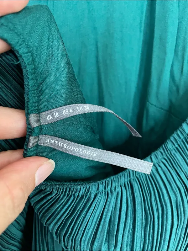Anthropologie Teal Halter Plissé Playsuit Romper‎ Size 6 - Image 3