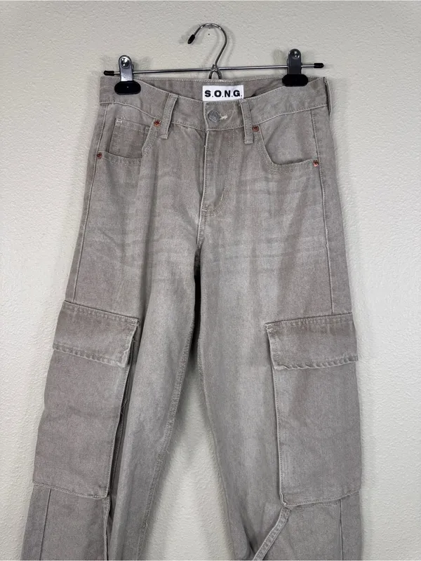 Song Light Grey Wide Leg Cargo Pants Womens 0 Casual Fall Staple Denim - Image 10