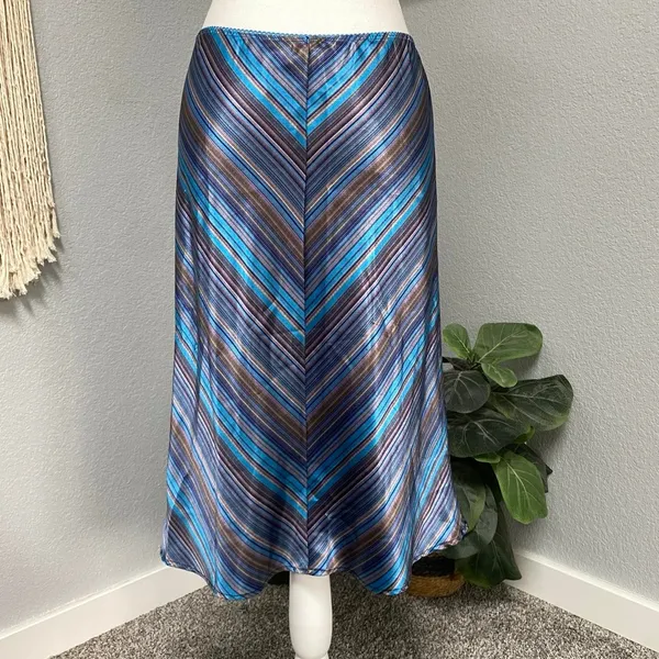 Striped Midi Skirt Blue Purple Brown Chevron Striped Cottagecore Dark Romance - Image 5
