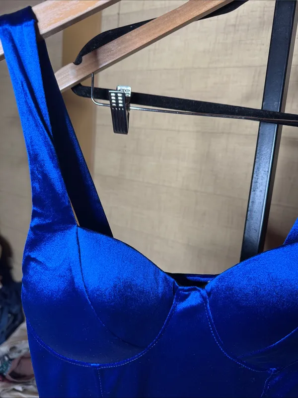 NWT Bozzolo Royal Blue Velvet Bodycon Mini Dress Size Large - Image 7
