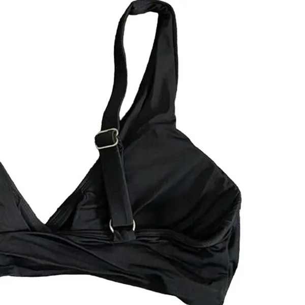 NWT Andie The Belmar Top Twisted V Neck Plunge Bikini Top Removable Cup M Black - Image 7