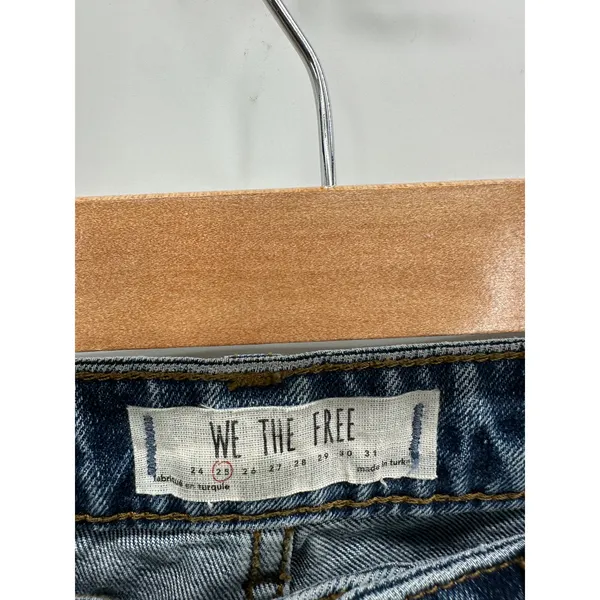 Free People We‎ The Free Tapered Mom Jeans Raw Hem Blue Women Size 25 OB817396 - Image 6