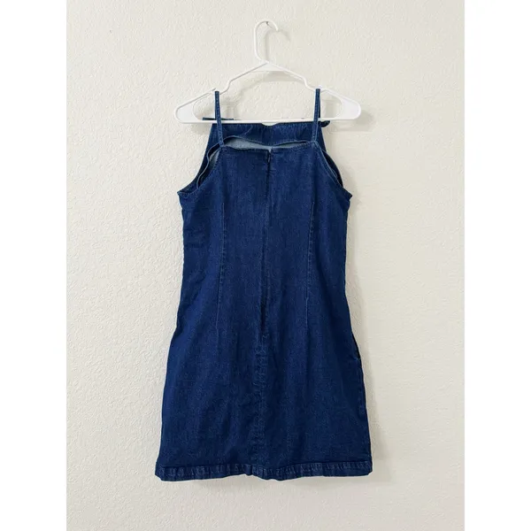 GAP Denim Mini Shift Dress Dark Wash Square Neck Size Small - Image 3
