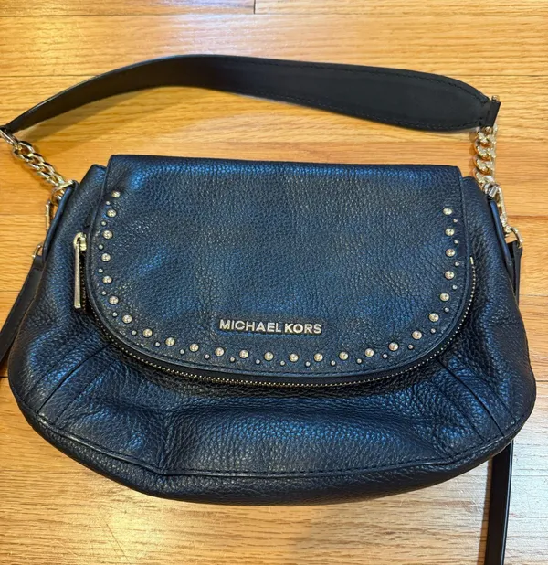 Michael Kors Aria Studded Medium Convertible Shoulder Black - Image 6