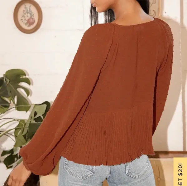 Lulus Swiss Dot Long Sleeve Top - Image 2