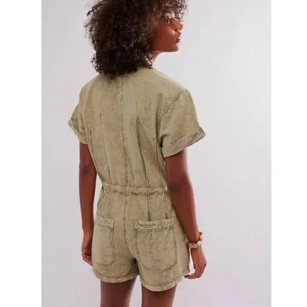 NWOT Free People rhodes chino coverall - moss stone Medium - Image 5