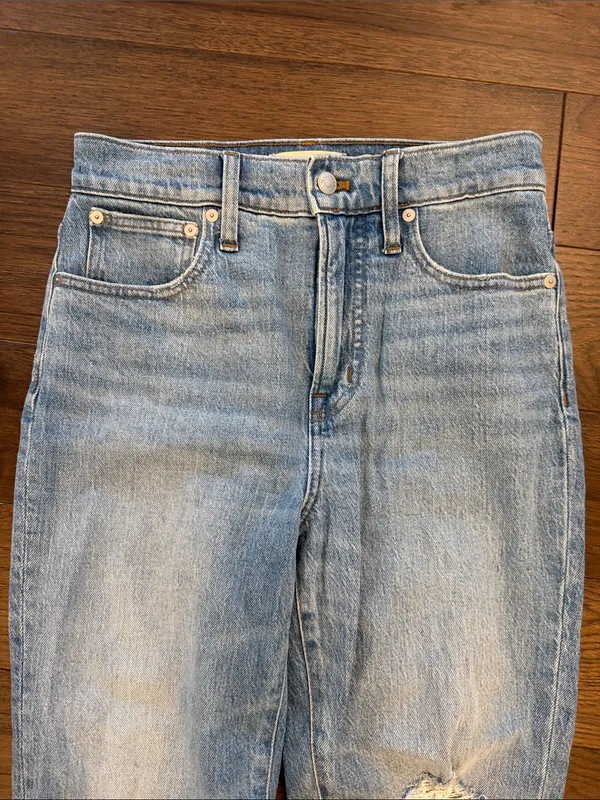 Madewell Perfect Vintage Jeans Light Wash Distressed Raw Hem Size 26 - P31 - Image 2