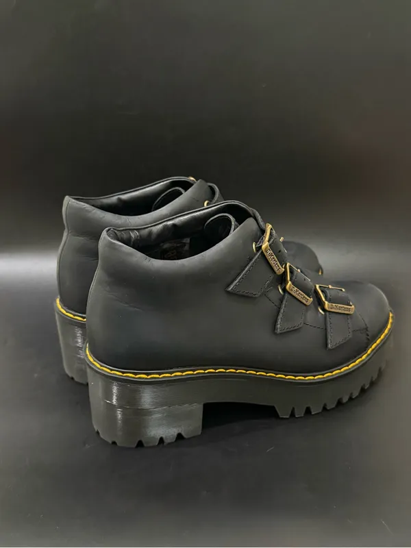 DR. MARTENS Coppola Black Leather Platform Ankle Boots Buckle Women’s Size 9 US - Image 4