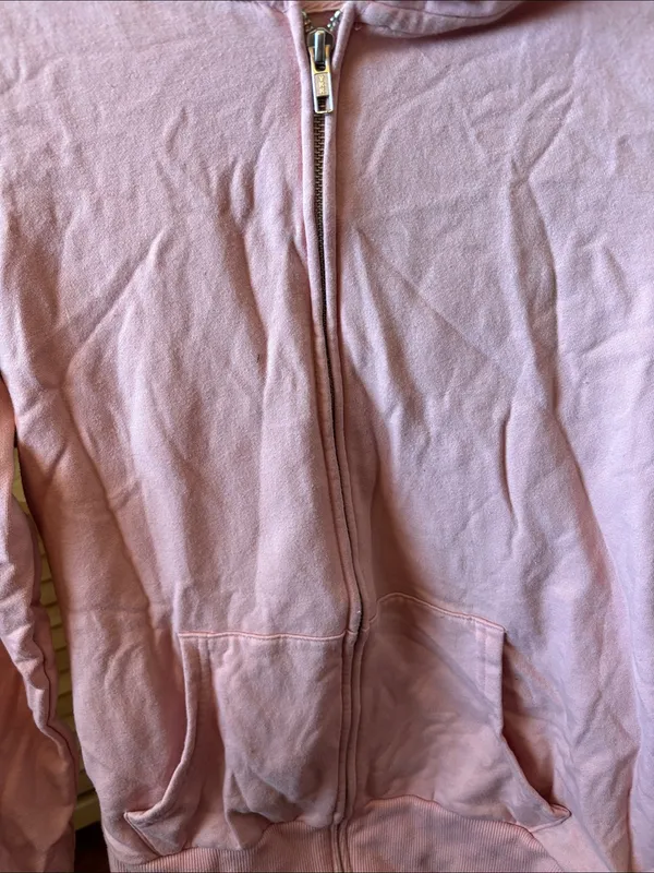Time and Tru Blush Pink Full-Zip Hooded Sweatshirt Medium - Image 2