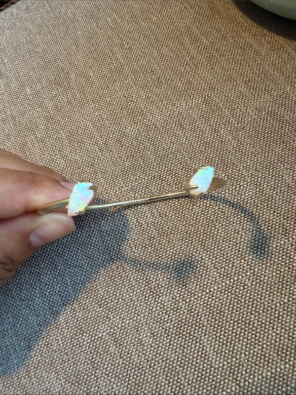 Kendra Scott gold Open Cuff with White Opal Ends - Image 4