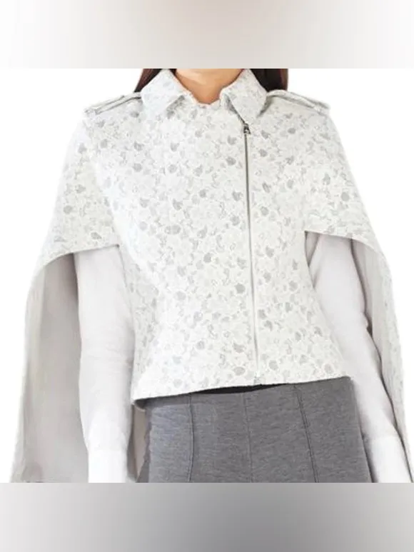 BCBGMAXAZRIA Jameson Floral Lace Cape Jacket Size Small - Image 3