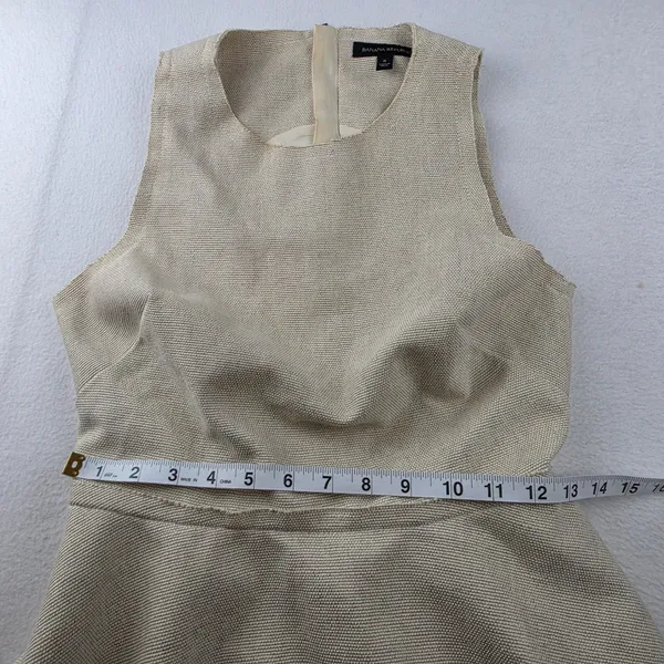 Banana Republic Beige Cotton Linen Peplum Sleeveless Dress Pockets Size 6 - Image 13