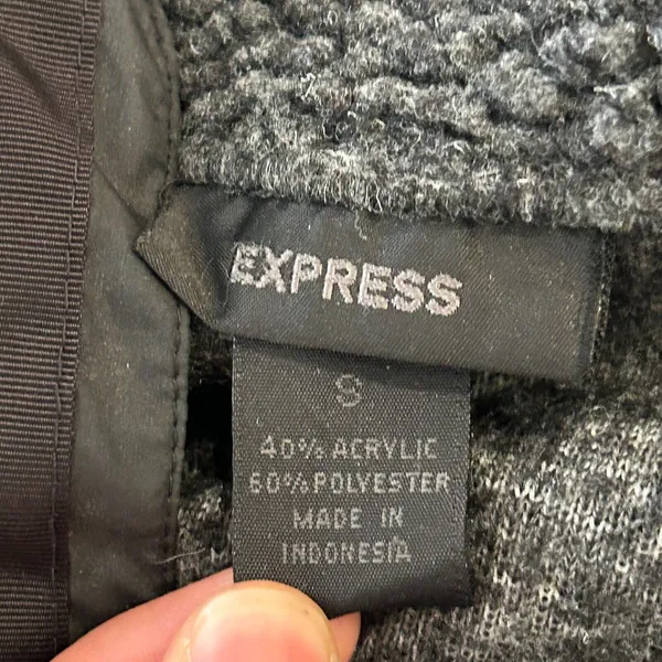 EXPRESS Sherpa Unisex Vest Grey Small Outdoor Winter Fall Layering Active‎ - Image 2