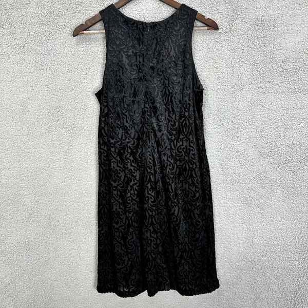 NY &‎ Co Shift Dress Womens 8 Black Geometric Velvet Burnout Whimsigoth Vtg Y2K - Image 2