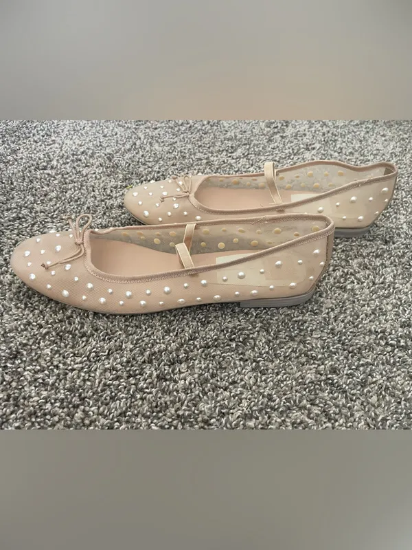 Women’s Dolce Vita Cadel Pearl Mesh Ballet Flats Beige Size 11 - Image 4