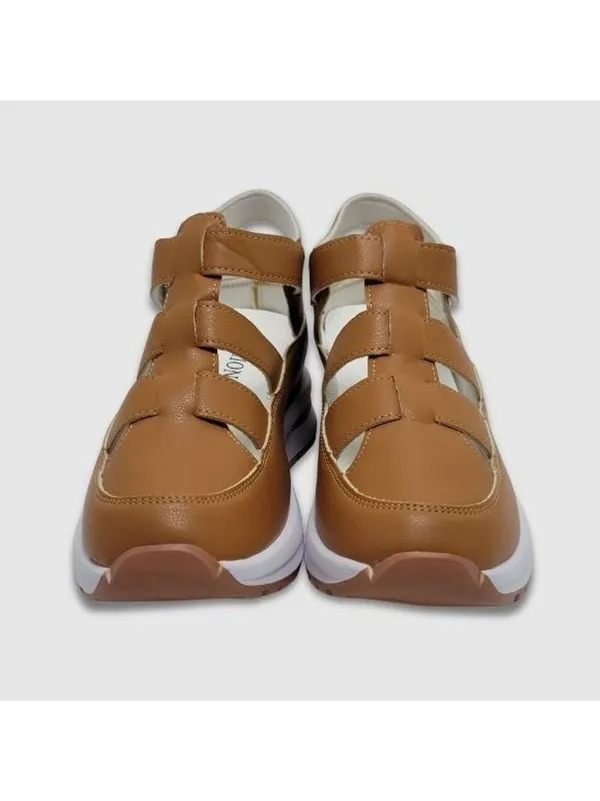 Women's Hollow Cut Out Fisherman Wedge Platform Sandals Brown, Size 40 - Image 3
