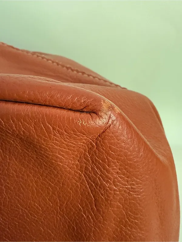 Crate & Barrel Pebbled Leather Tote Bag Orange Slouchy 2016 Limited Release - Image 11