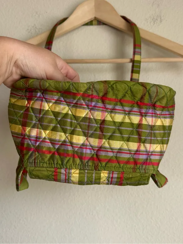 Vintage Vera Bradley Quilted Silk Plaid Purse - Image 9