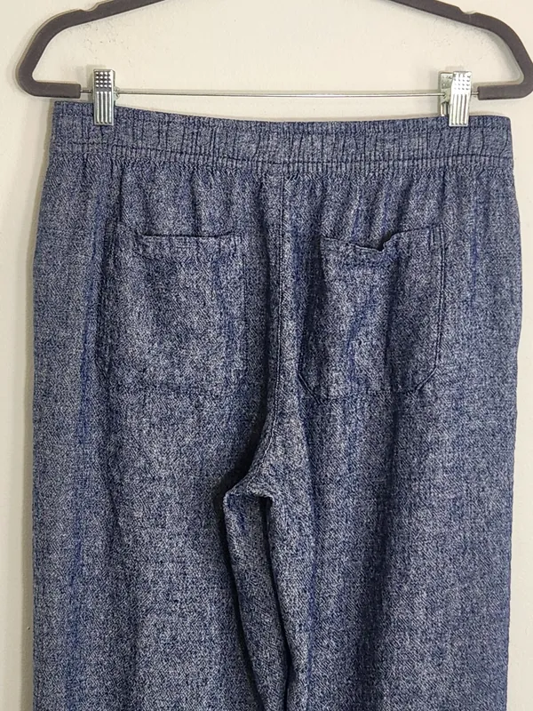 Old Navy Blue Linen Blend High Rise Cropped Wide Leg Pants Size Medium - Image 4