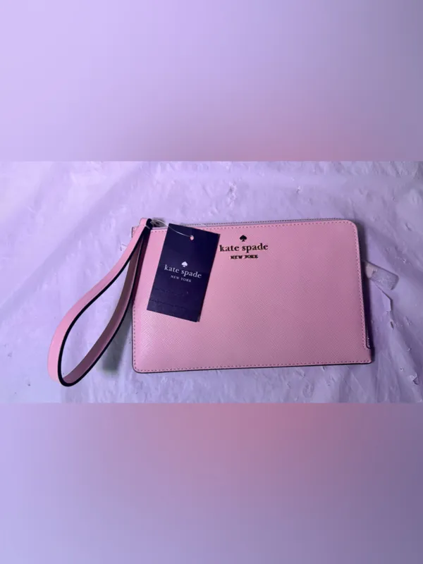kate spade Pink Saffiano Wristlet Pouch with Gold Logo - Image 2