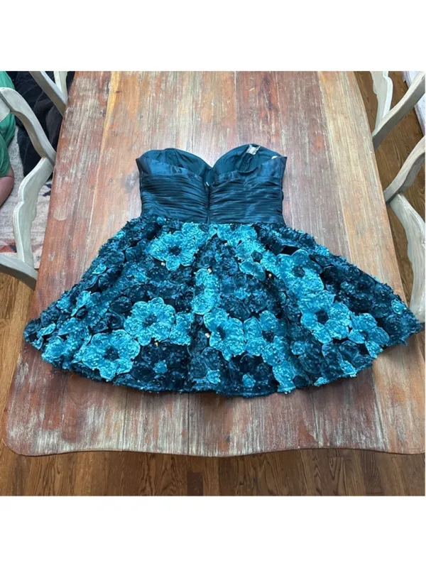Blush Prom Teal Strapless Teacup Dress Size 12 - Image 12
