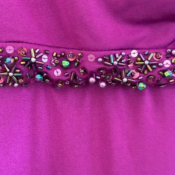 Adrianna Papell Boutique One Shoulder Formal Gown Sz 12‎ Purple Beaded - Image 5