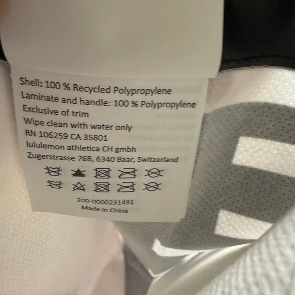Lululemon Athletica Small Reusable Shopping Tote Bag White Black‎ Eco-Friendly - Image 4