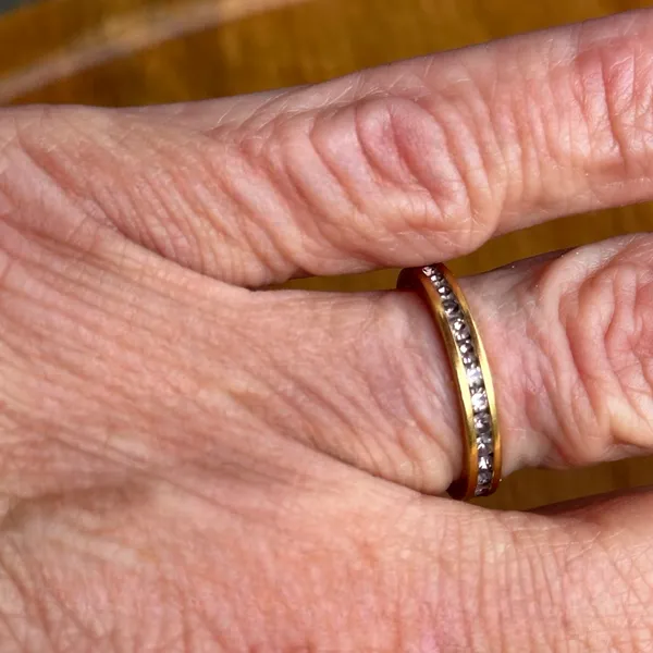 Vintage Pink Crystal Band Ring Gold - Image 2