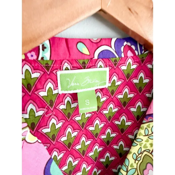 Vera Bradley | 2-Piece Cotton Pajama Set Pink Paisley Button Up | Sz S - Image 4
