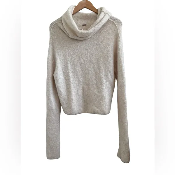 Free People Stormy Ivory Cozy Cream Cowl Turtleneck‎ Sweater S - Image 2
