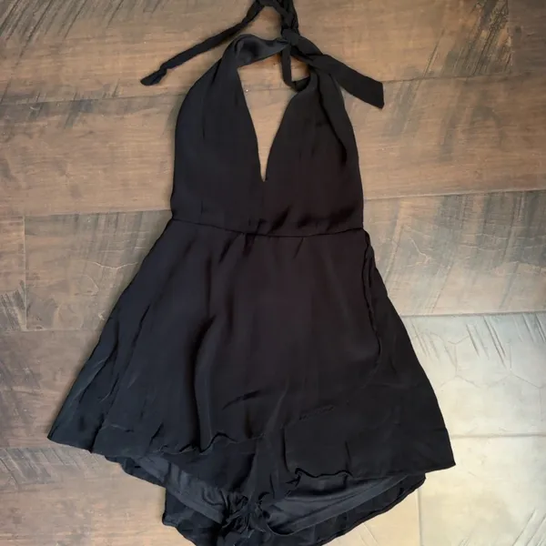Free People Black Vneck Romper - Image 6