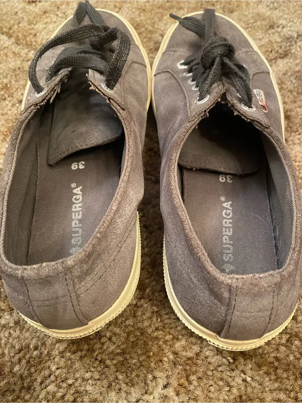 Superga Gray Canvas Low-Top Sneakers with Cream Sole EU 39 - Image 2