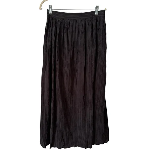 NWT Lulus Midsummer Memories Black Mid Rise Maxi Skirt Size Medium Crinkle Pleat - Image 3