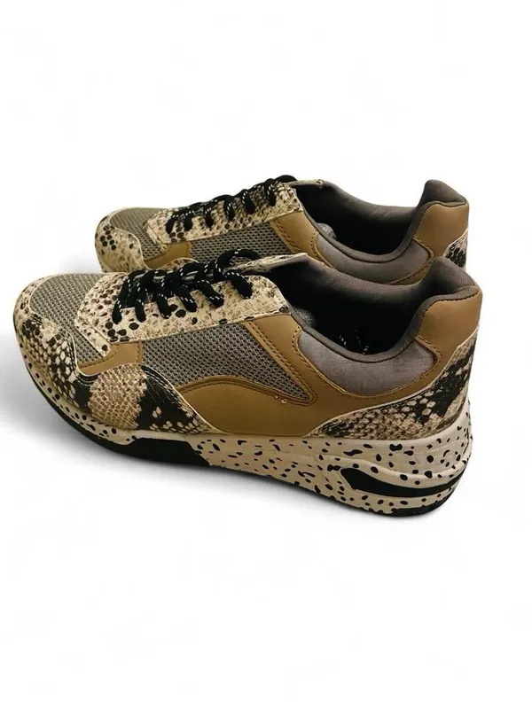 Steve Madden Bena Platform Wedge Sneakers Natural Snake Animal Women’s 8 - Image 3