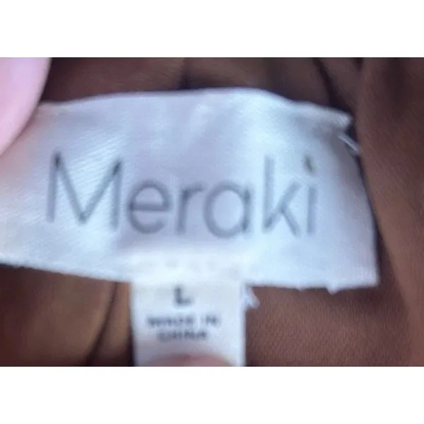 Meraki Brown Boho Lace Up Puff Sleeve Crop Peasant Top Sz L Festival Cottagecore - Image 10