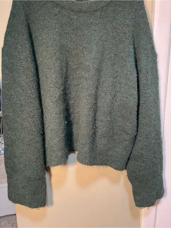 Calvin Klein‎ Jeans Women's Size XL Crewneck Sweater Oversized Dark Green Fuzzy - Image 3