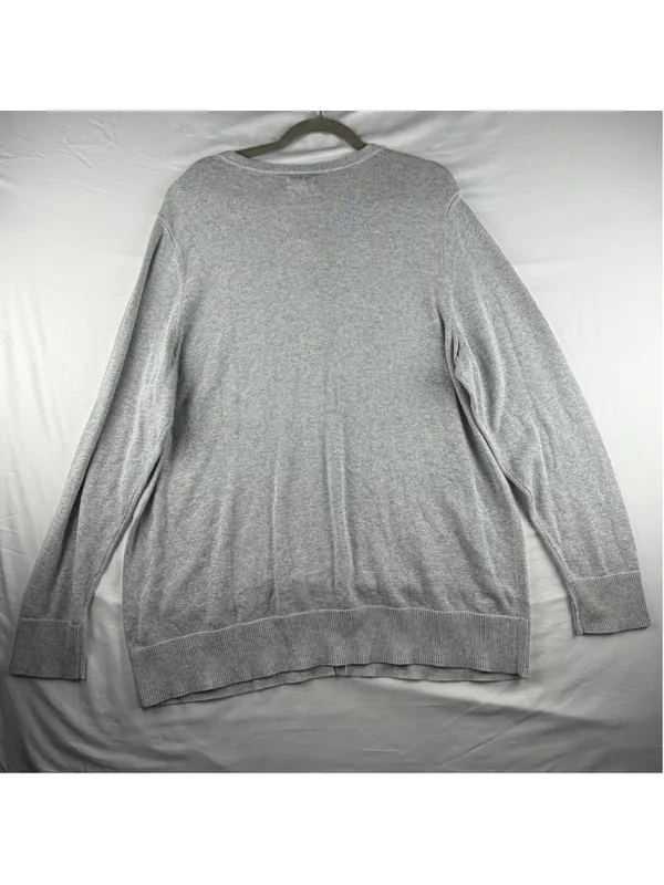 Croft & Barrow Cardigan Sweater 2X Silver Metallic Shimmer Knit Holiday Layering - Image 2