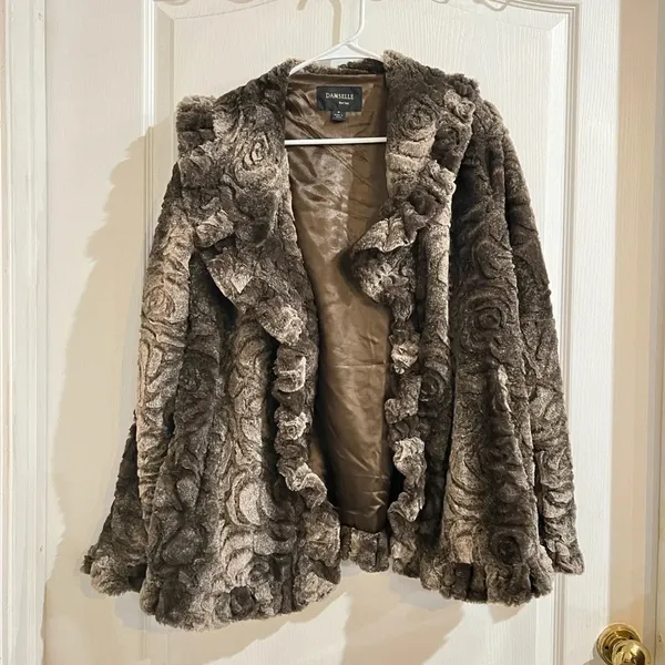 Damselle Fur Jacket Brown Size M - Image 2