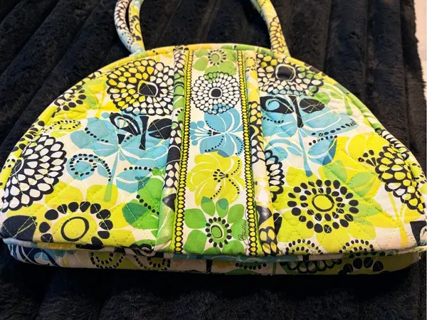 Vera Bradley Quilted Floral Dome Tote Bag in Yellow, Blue & Green - Image 3