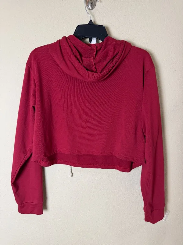 Unbranded Cropped Oversized Thin Hoodie Maroon Burgundy Size Medium - Image 4