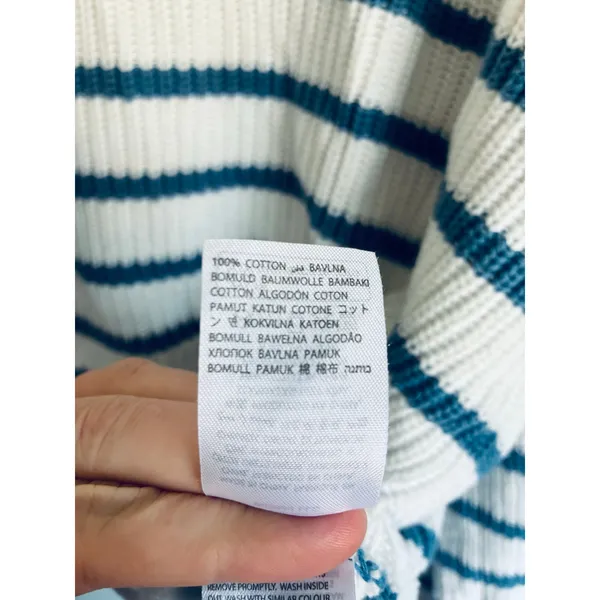Edikted Sweater Oversized Quarter Zip Striped Bell Sleeve Knit Medium - Image 4