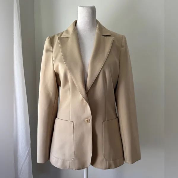 Vintage ‘80s Panther Light Tan Single Breasted Blazer - Image 2
