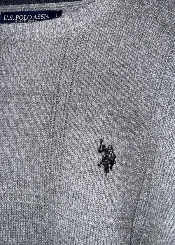 Grey U.S. Polo Assn. Polo Sweater Logo Large Men’s - Image 2